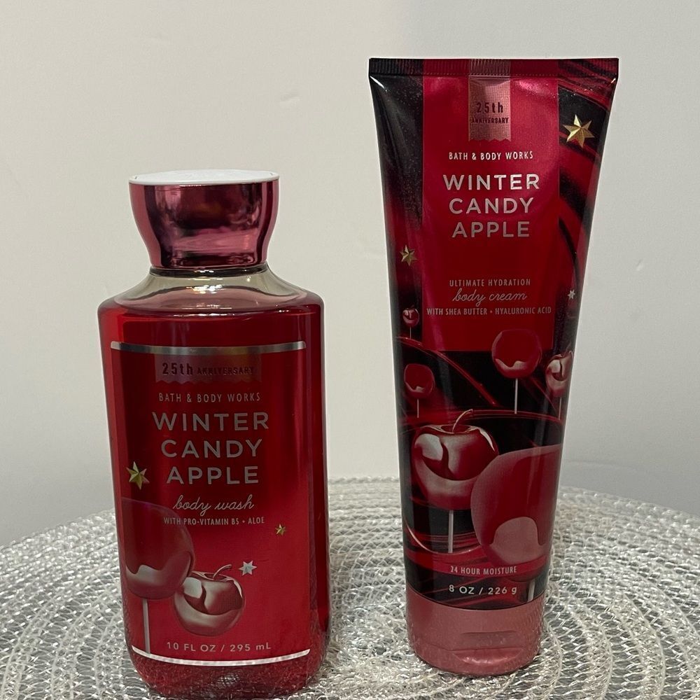 BBW Winter Candy Apple Body Cream and Body Wash set of 2 NWT